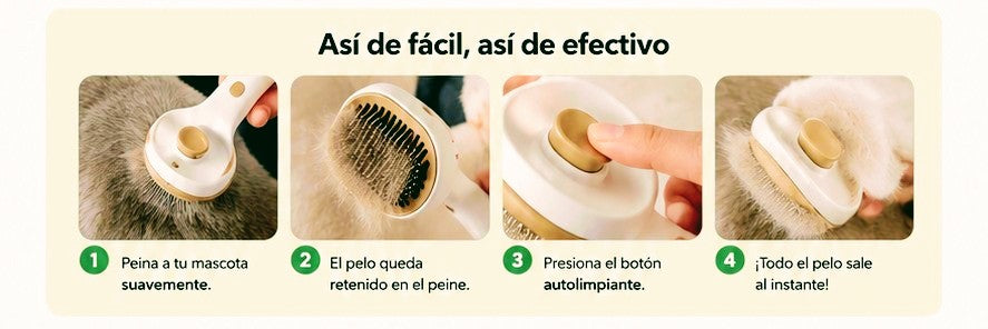 Peine Antiestático para Mascotas – Cerdas Suaves para Perros y Gatos