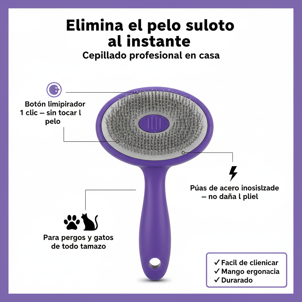 Peine Antiestático para Mascotas 🐾 – Suave, Eficaz y Sin Enredos