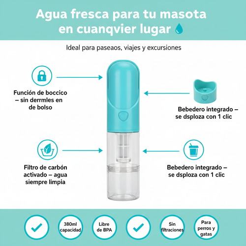 Bebedero Portátil para Mascotas 🐾 – Agua Fresca en Cualquier Lugar