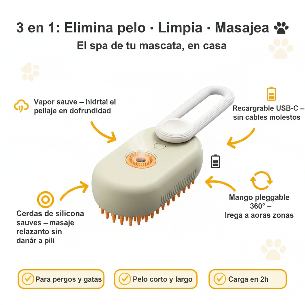 Cepillo de Vapor para Mascotas Pack 2 Piezas