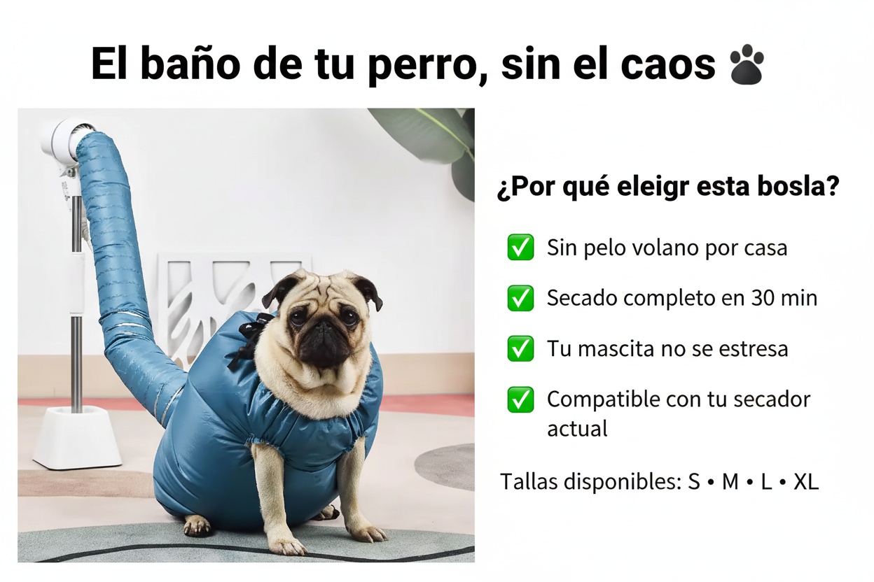 Bolsa Secadora Plegable para Mascotas 🐾 – Secado 360º Sin Quemaduras